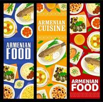 Armenian cuisine banners, food dishes and meals vector