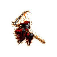 Death Grim Reaper isolated character with scythe vector