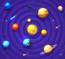 Space solar system paper cut, vector planets 3d