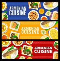 Armenian cuisine banners, traditional food dishes vector