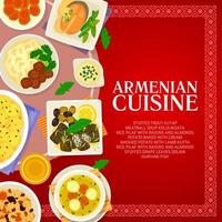portada del menú de la cocina armenia, platos de comida para el almuerzo vector