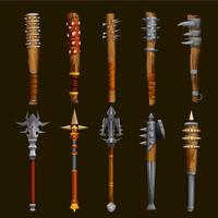 Fantasy medieval club, mace weapon game asset vector