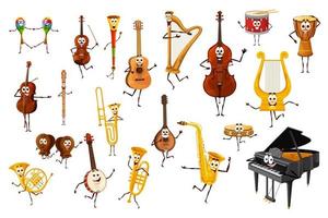Cartoon musical instrument character personages vector
