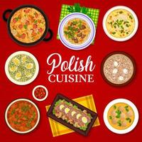 Polish cuisine food, Poland restaurant dishes menu vector