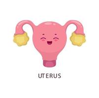 Cartoon uterus human bogy organ cute character vector