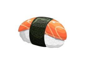 Cartoon salmon sushi, isolated vector sashimi