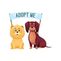 Adopt dog, pet animals adoption shelter sign vector