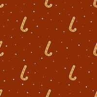 Christmas pattern with gingerbread cookies and snow. Vector