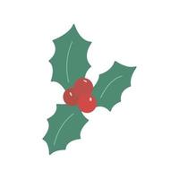 Holly leaves with berries. Vector hand drawn