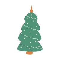 Simple Christmas tree with garland. Hand drawn vector