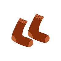 Warm cozy socks. Brown color. Isolated vector