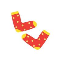 Warm cozy socks. Red with polka dots. Isolated vector