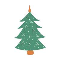 árbol de navidad simple con nieve. vector dibujado a mano