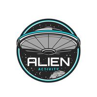 Alien activity icon, space UFO paranormal zone vector