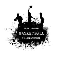 Basketball players silhouettes on grunge vector