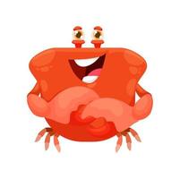 Cartoon kawaii square face, funny crab emoticon vector