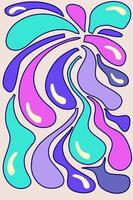 Abstract wave trippy poster blue color. Simple psychedelic wave. Modern vector illustration in style y2k retro. Swirl pattern aesthetic.