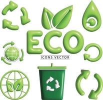 iconos incluidos como vectores ecológicos, reciclados, reutilizables, ecológicos y más