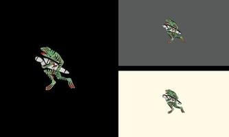 rana verde corriendo diseño de ilustraciones vectoriales vector