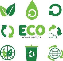 iconos como vector ecológico, reciclar, reutilizable, volverse verde