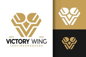 Letter V Wings Logo Design Vector Illustration Template