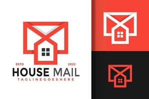 House Mail Logo Design Vector Illustration Template