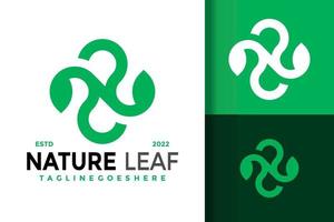 Letter N Nature Leaf Company Logo Design Vector Illustration Template