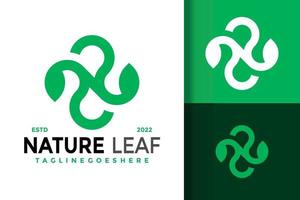 plantilla de ilustración de vector de diseño de logotipo de empresa de hoja de naturaleza de letra n