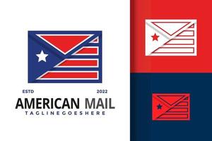 American Mail Flag Logo Design Vector Illustration Template