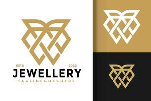 Abstract Diamond Jewellery Logo Design Vector Illustration Template