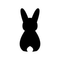 Silhouette of a black rabbit on a transparent background. Back view. vector