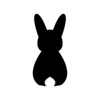 Silhouette of a black rabbit on a transparent background. Back view. vector