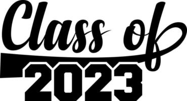 Class of 2023 black and white design template, Car Window Sticker, POD, cover, Isolated Black Background vector