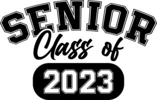 Senior class of 2023 black and white design template, Car Window Sticker, POD, cover, Isolated Black Background vector