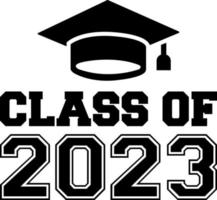 Class of 2023 black and white design template, Car Window Sticker, POD, cover, Isolated Black Background vector