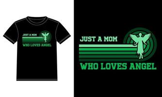 Just a mom Who Loves Angel T-Shirt design template, Car Window Sticker, POD, cover, Isolated Black Background vector