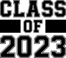 Class of 2023 black and white design template, Car Window Sticker, POD, cover, Isolated Black Background vector