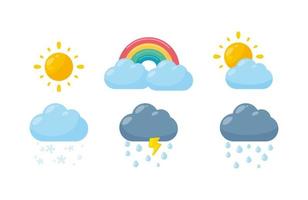 Icon set cloud weather. Realistic symbol design. Complete collection. Isolated on white background. Vector illustration