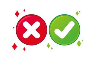 Set of cancel and check button collection to make an icons. Green yes and red no correct incorrect sign