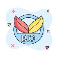 icono de insignia de etiqueta de bio ecología vectorial en estilo cómico vector