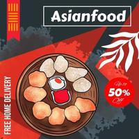 Asian food social media post template vector