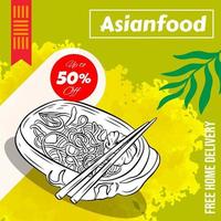 Asian food social media post template vector