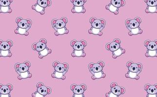 Seamless pattern with cute koala sitting and showing peace sign hand, vector illustration