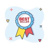 Vector best seller ribbons cartoon illustration icon in comic style