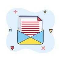 Mail envelope icon in comic style email message vector cartoon