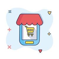 Ecommerce icon  in comic style online shop cartoon vector illustration