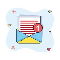 Mail envelope icon in comic style email message vector cartoon