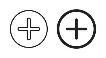 Add button icon vector. Plus sign symbol isolated on circle line background vector