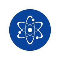 Science atom icon vector isolated on circle background