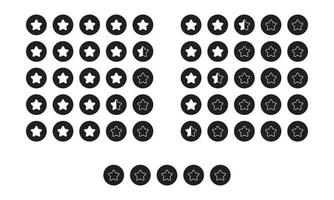 vector de icono de botón de calificación de cinco estrellas aislado en el fondo del círculo